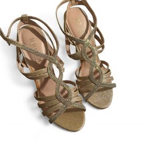 Gold De Blossom Rhinestone Heels